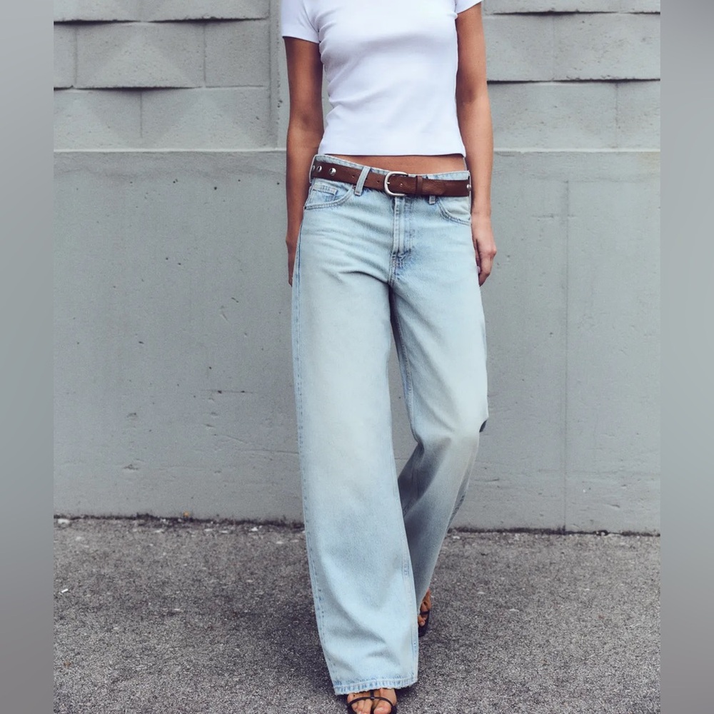 Zara Light Blue Wide Leg Jeans